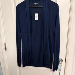 Express Women's Navy Open Front Sweater